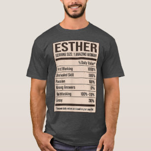 Camiseta Hechos de nutrición de Ester Nombre Apodo Título F