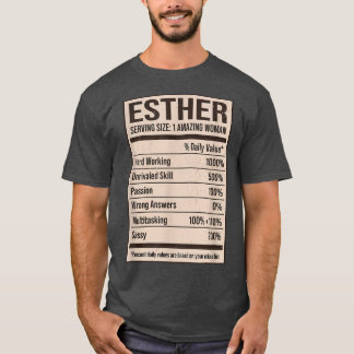 Camiseta Hechos de nutrición de Ester Nombre Apodo Título F