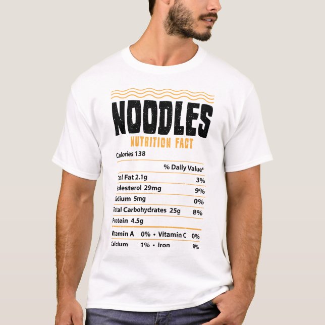 Camiseta Hechos de nutrición de fideos - fideos (Anverso)