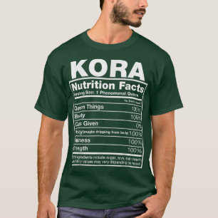 Camiseta Hechos de nutrición de KoraNombre de Kora Cumpleañ