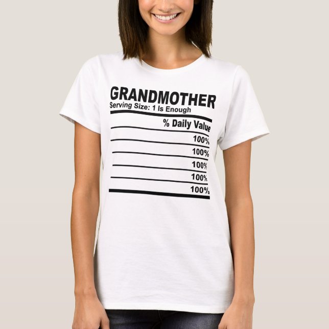 Camiseta Hechos de nutrición de las abuelas Mujeres persona (Anverso)