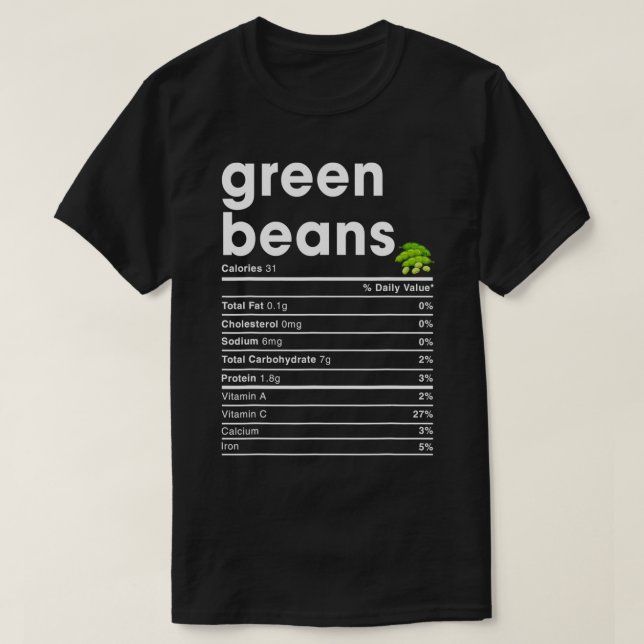 Camiseta Hechos de nutrición de los granos verdes (Diseño del anverso)