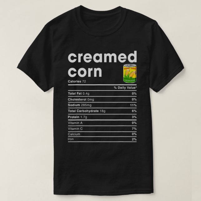 Camiseta Hechos de nutrición de maíz con crema  (Diseño del anverso)