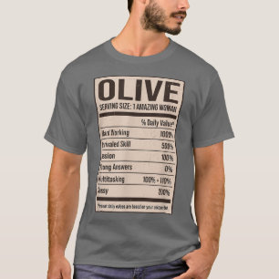 Camiseta Hechos De Nutrición De Oliva Nombre Apodo Nombre A