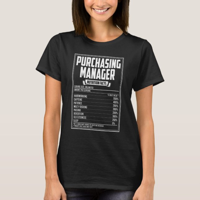 Camiseta Hechos de nutrición de Oracle Purchasing Manager (Anverso)