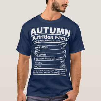 Camiseta Hechos de nutrición de otoñoNombre de otoño Cumple