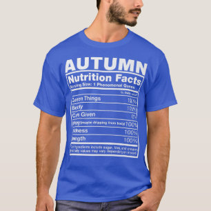 Camiseta Hechos de nutrición de otoñoNombre de otoño Cumple