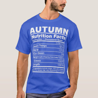 Camiseta Hechos de nutrición de otoñoNombre de otoño Cumple