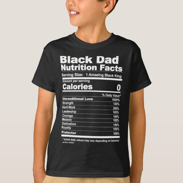 Camiseta Hechos de nutrición de papá negro (Anverso)