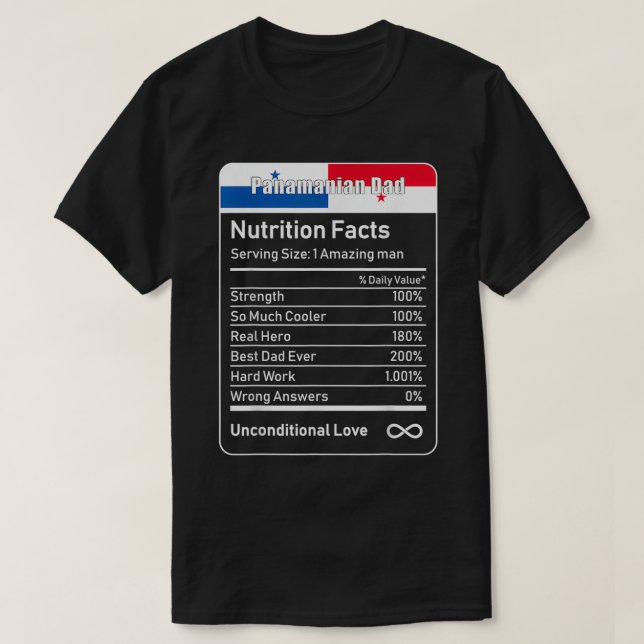 Camiseta Hechos de nutrición de papá panameño (Diseño del anverso)