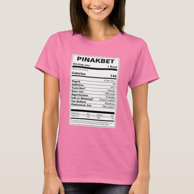 Camiseta Hechos de nutrición de Pinakbet (Anverso)