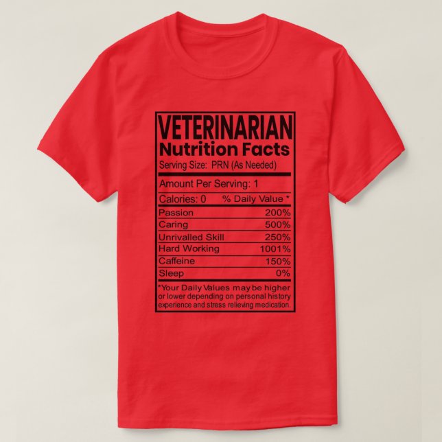 Camiseta Hechos de nutrición de regalo divertido para veter (Diseño del anverso)