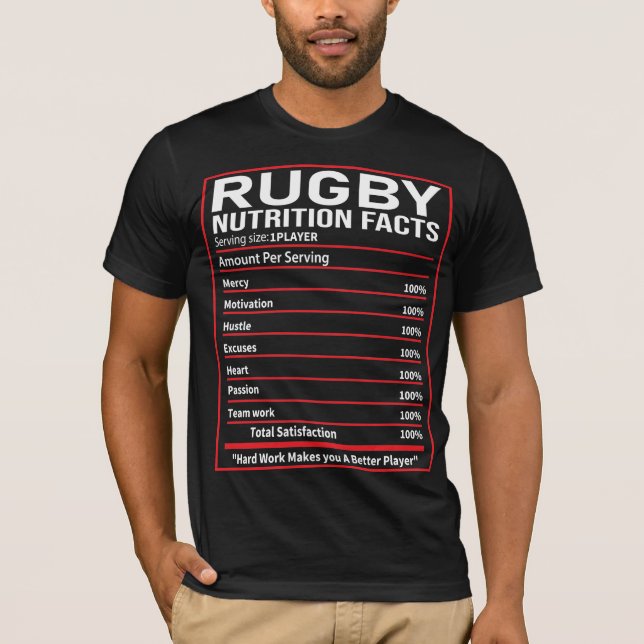 Camiseta Hechos de nutrición de rugby - Regalo de amante de (Anverso)