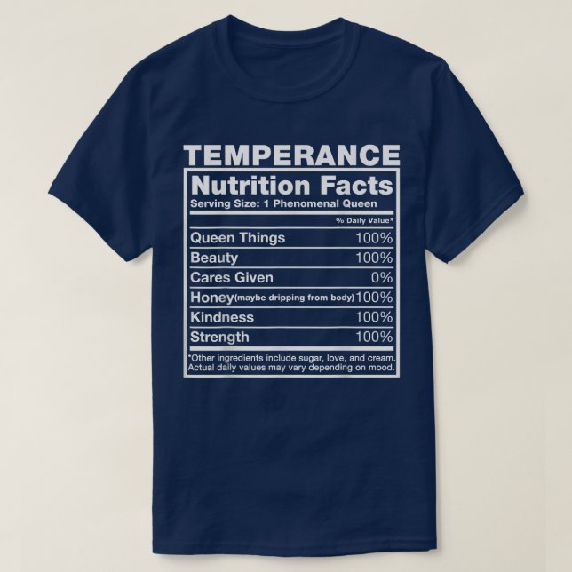 Camiseta Hechos de nutrición de temperatura Nombre de tempe (Diseño del anverso)