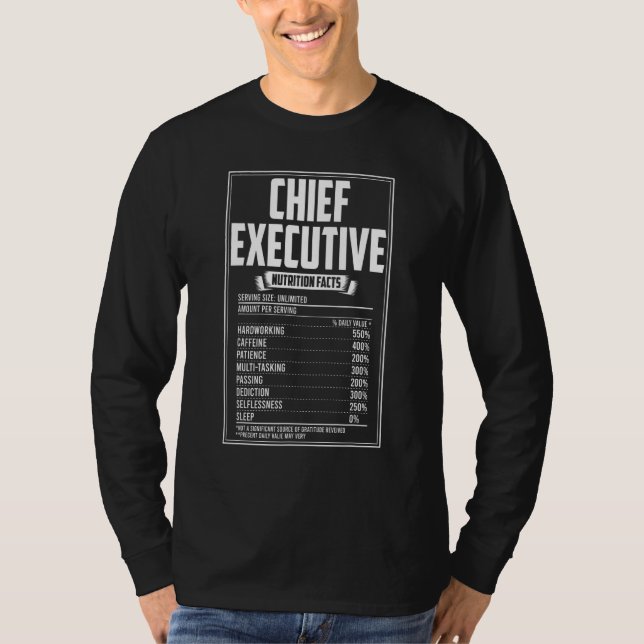 Camiseta Hechos de nutrición del jefe ejecutivo (Anverso)