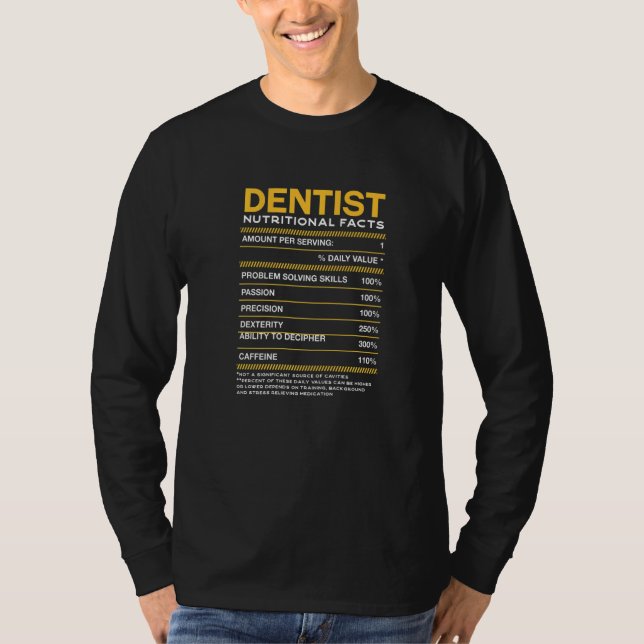 Camiseta Hechos de nutrición dental Dental Specialist Tooth (Anverso)
