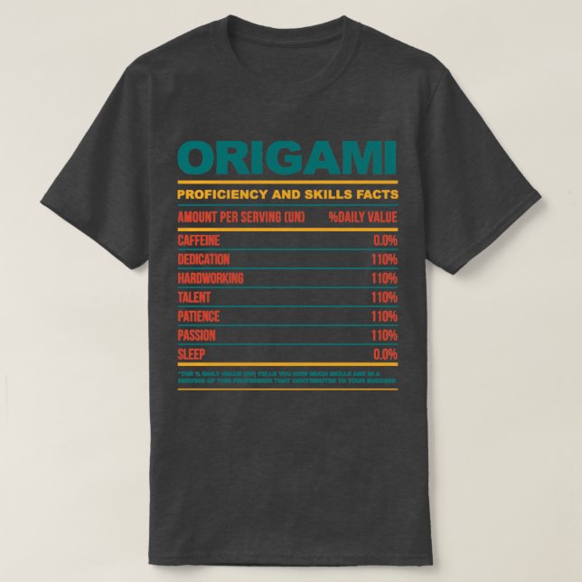 Camiseta Hechos de nutrición divertidos originami (Diseño del anverso)