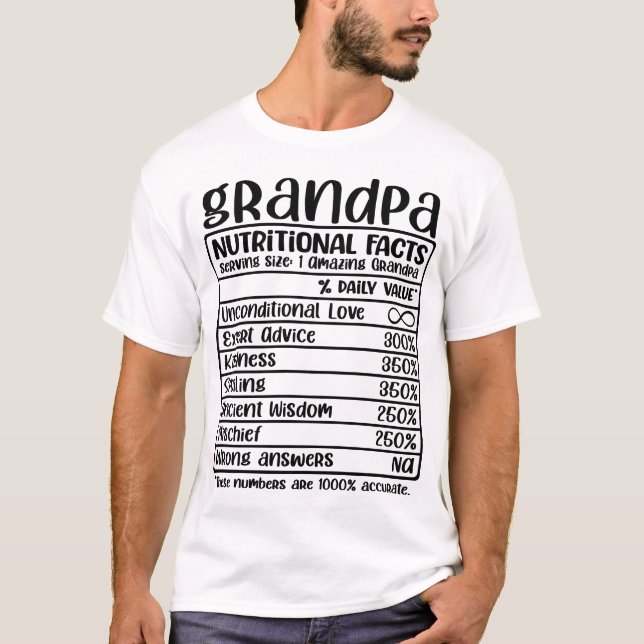 Camiseta Hechos de nutrición divertidos para el abuelo (Anverso)