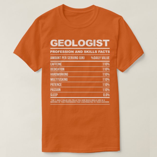 Camiseta Hechos de nutrición divertidos para geólogo (Diseño del anverso)