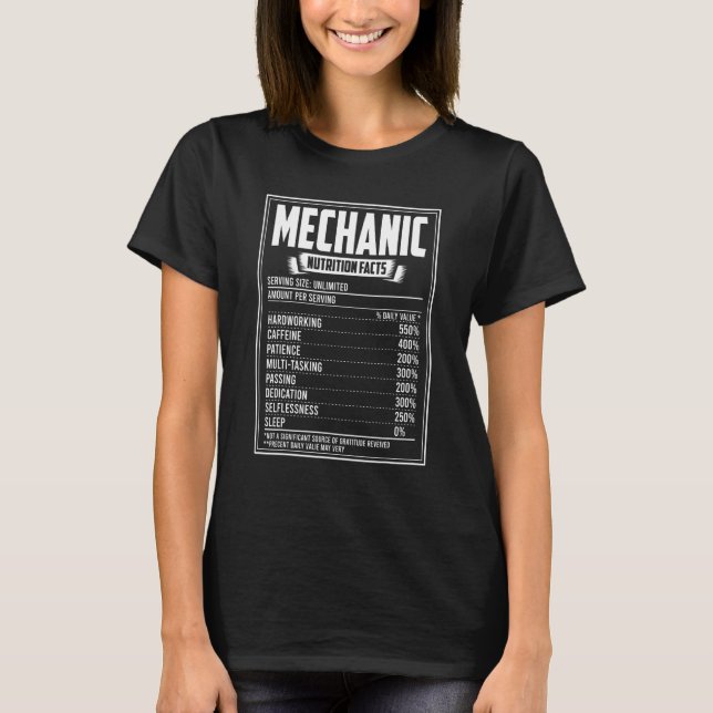 Camiseta Hechos de nutrición mecánica (Anverso)