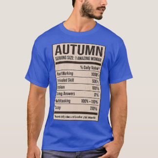 Camiseta Hechos de nutrición otoñal Nombre Apodo Título F