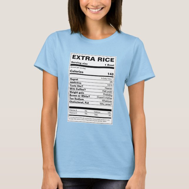 Camiseta Hechos de nutrición por arroz extra (Anverso)