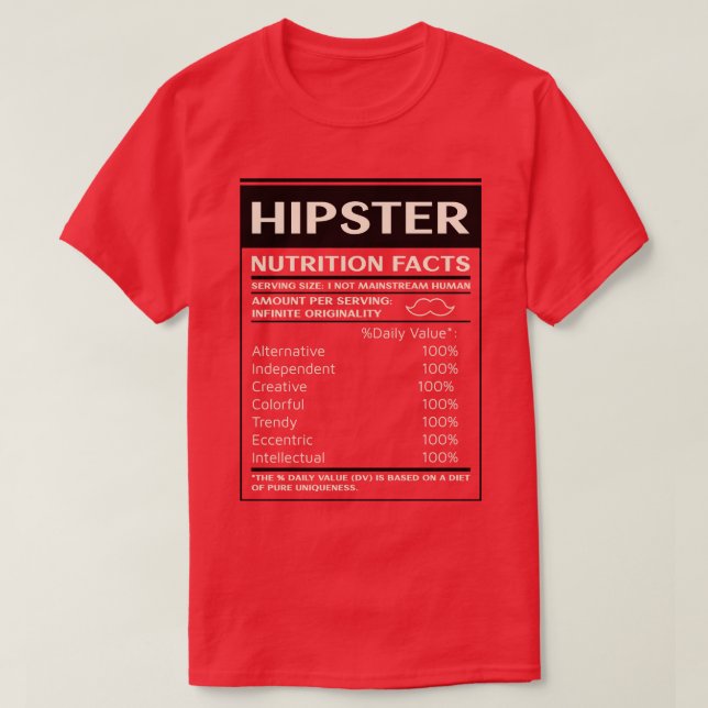 Camiseta Hechos de nutrición por hipster (Diseño del anverso)