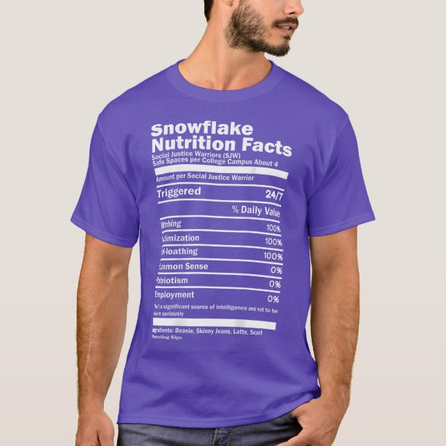 Camiseta Hechos de nutrición por Snowflake en Estados Unido (Anverso)