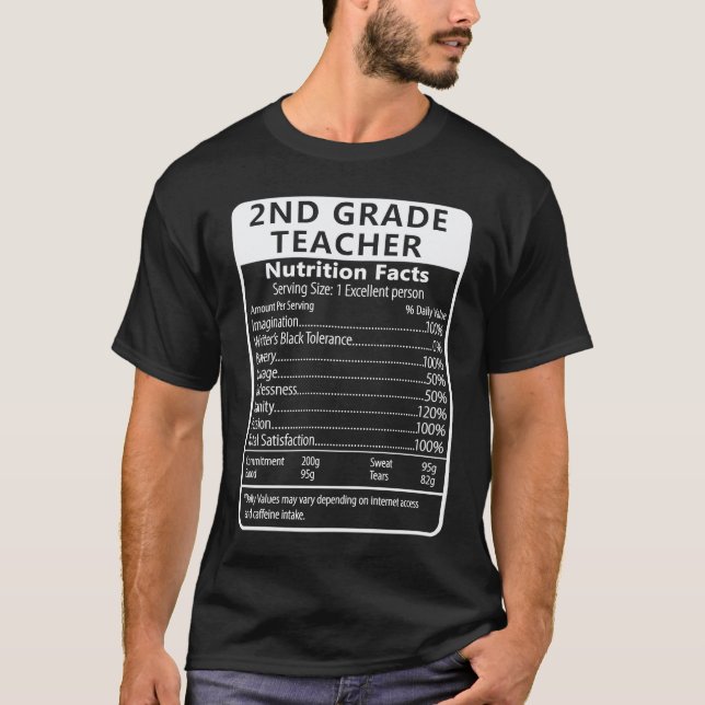 Camiseta Hechos de nutrición sarcásticos de maestro de 2do  (Anverso)