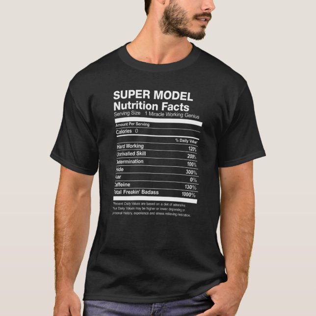 Camiseta Hechos de nutrición supermodelo divertidos (Anverso)
