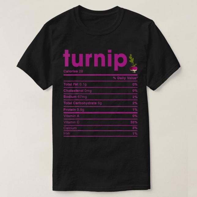 Camiseta Hechos de nutrificación de Turnip  (Diseño del anverso)