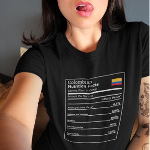 Camiseta Hechos divertidos sobre la nutrición colombiana
