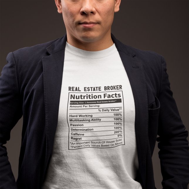 Camiseta Hechos divertidos sobre nutrición de los agentes i (funny realtor real estate agent nutrition facts)