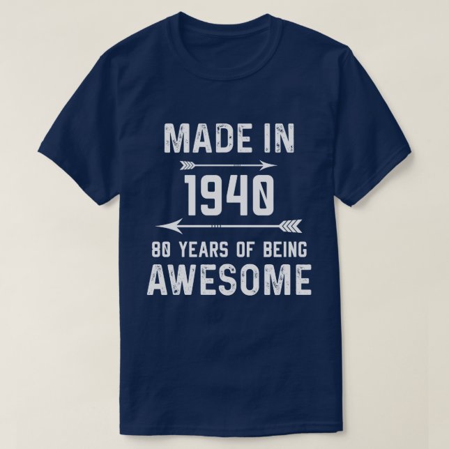 Camiseta Hechos en 1940 80 años de increíbles regalos para  (Diseño del anverso)