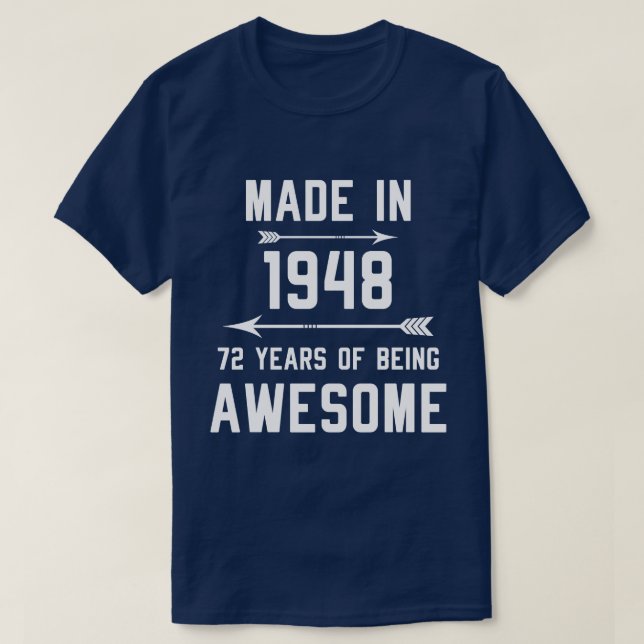 Camiseta Hechos en 1948, 72 años de increíbles regalos para (Diseño del anverso)