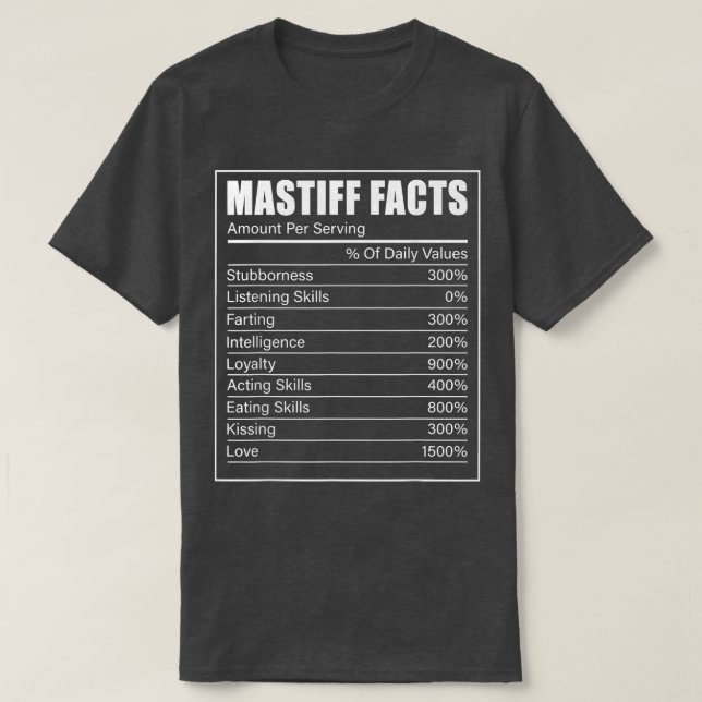 Camiseta Hechos Mastff Mastast, propietario del perro, aman (Diseño del anverso)