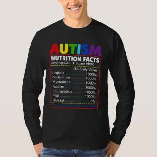 Camiseta Hechos nutricionales Autismo Infantil Niños Concie