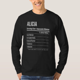 Camiseta Hechos Nutricionales De Alicia Para Mujeres Que Si