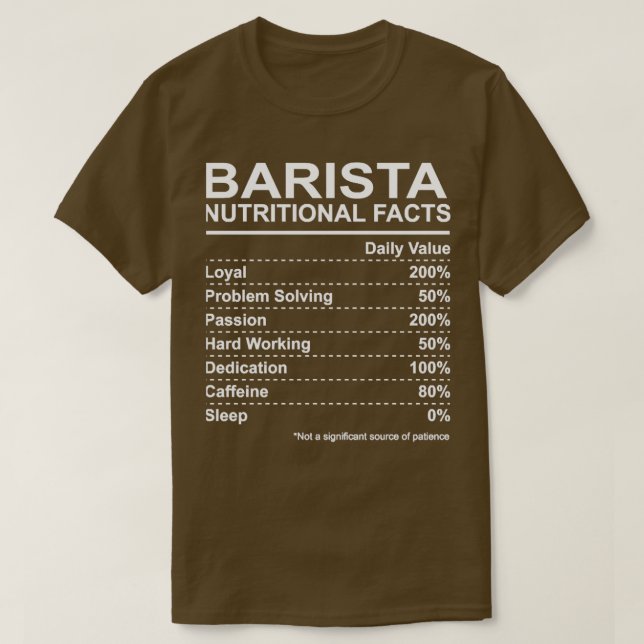 Camiseta Hechos nutricionales de Barista (Diseño del anverso)
