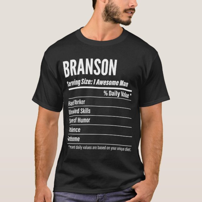 Camiseta Hechos Nutricionales De Branson Que Sirven Caloría (Anverso)