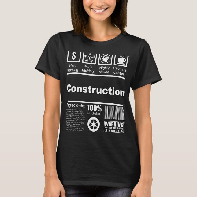 Camiseta Hechos Nutricionales De Construcción (Anverso)