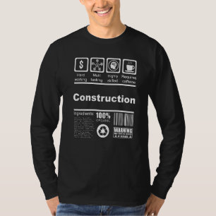 Camiseta Hechos Nutricionales de Construcción Para Construc