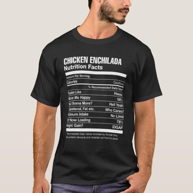 Camiseta Hechos Nutricionales de Enchiladas de Pollo (Anverso)