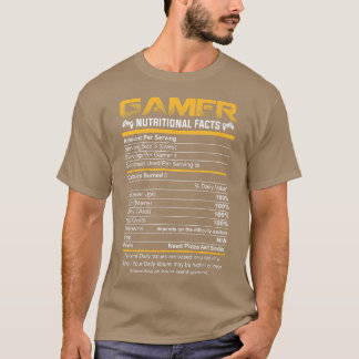 Camiseta Hechos Nutricionales de Gamer Guay Video Game Funn