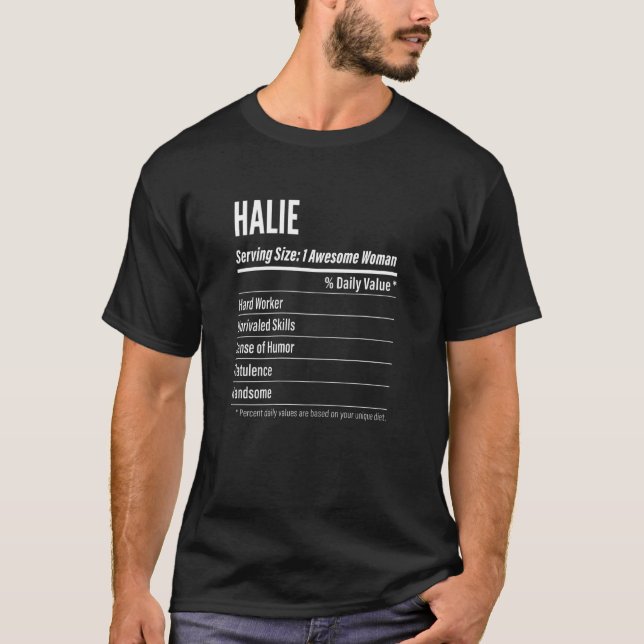 Camiseta Hechos Nutricionales De Halie Para Las Mujeres Que (Anverso)