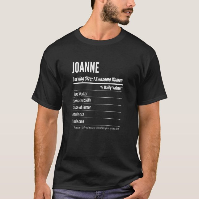 Camiseta Hechos Nutricionales De Joanne Que Sirven Al Tamañ (Anverso)