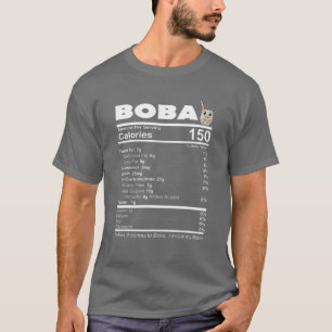Camiseta Hechos nutricionales de la leche de burbuja Boba L