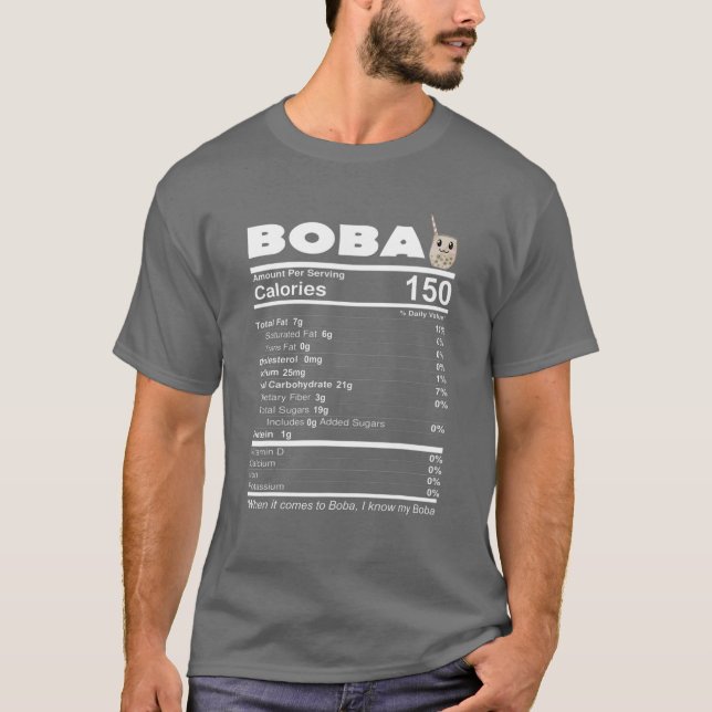 Camiseta Hechos nutricionales de la leche de burbuja Boba L (Anverso)