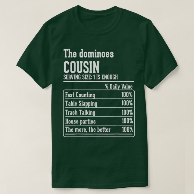 Camiseta Hechos nutricionales de la tripulación de un primo (Diseño del anverso)