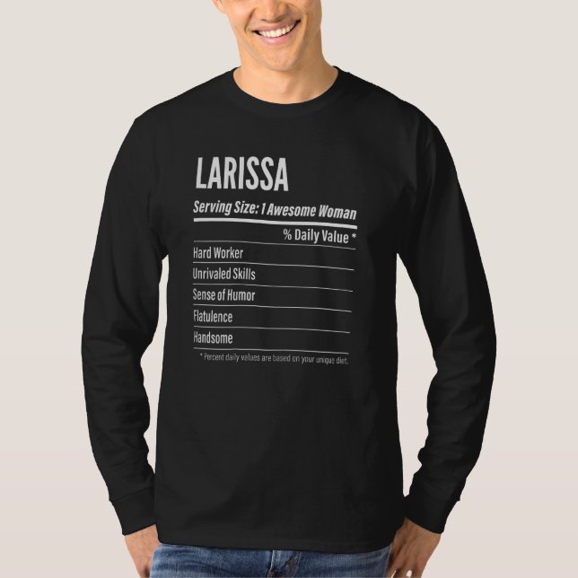 Camiseta Hechos Nutricionales De Larissa Para Mujeres Sirvi (Anverso)